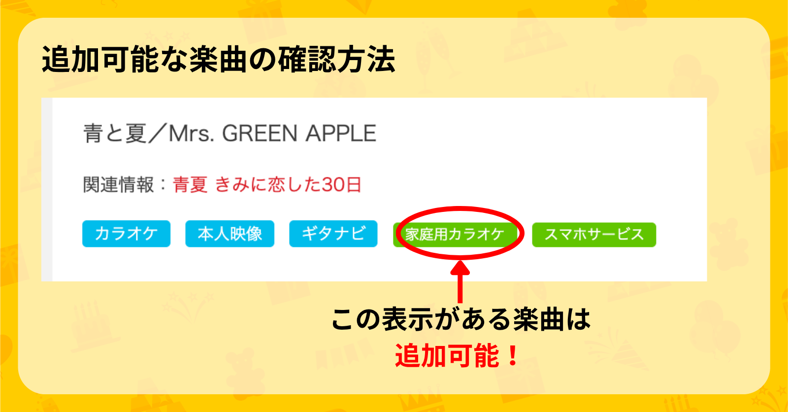 この画像には alt 属性が指定されておらず、ファイル名は MUSICSUNDAY_楽曲追加の確認方法2.png です