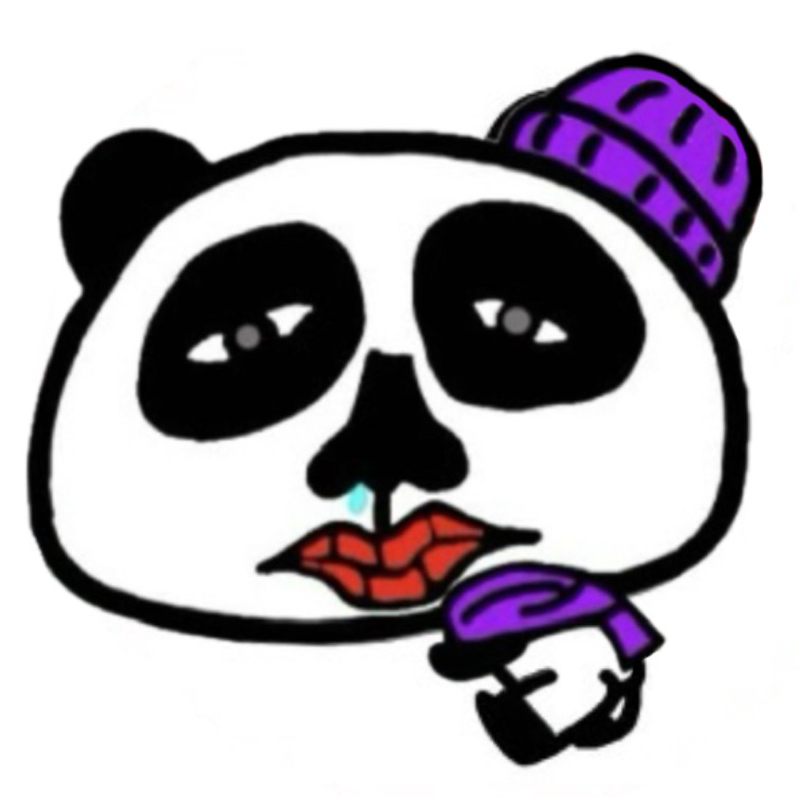 紫色のニット帽とマフラー🐼