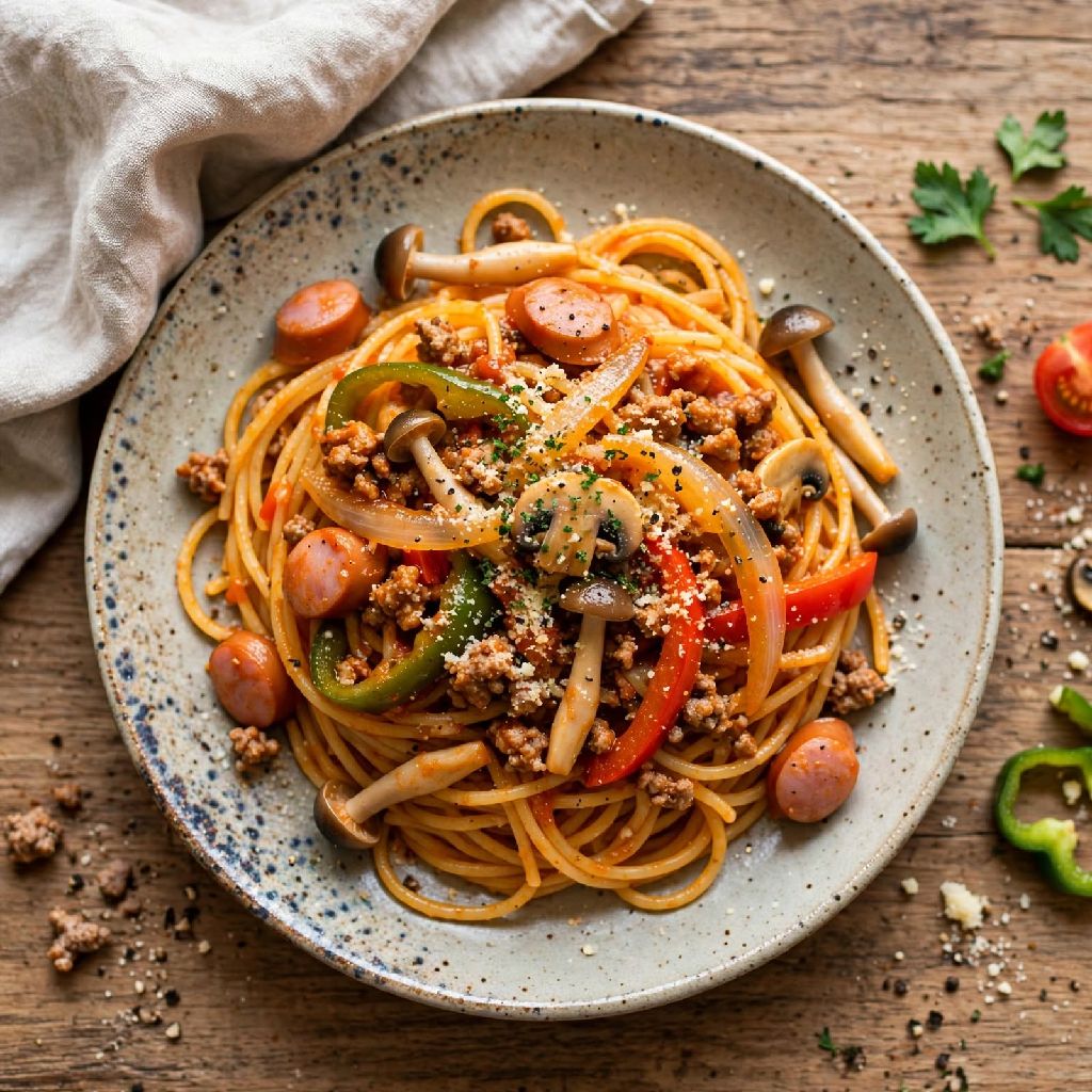 ミートソーススパとAIレシピの巻