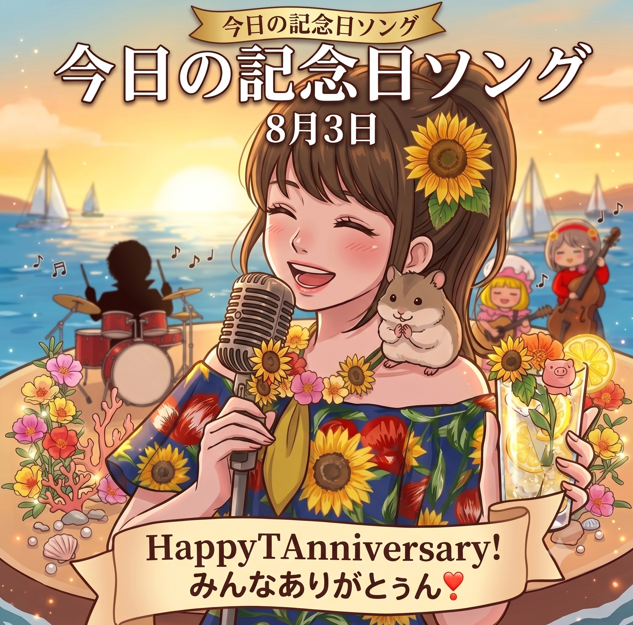 1908📀ビーチサンダルで駆け出す8月3日の記念日ソング🏖️ ／『ヨットブルーの空』と『マツバボタンの小さな約束』