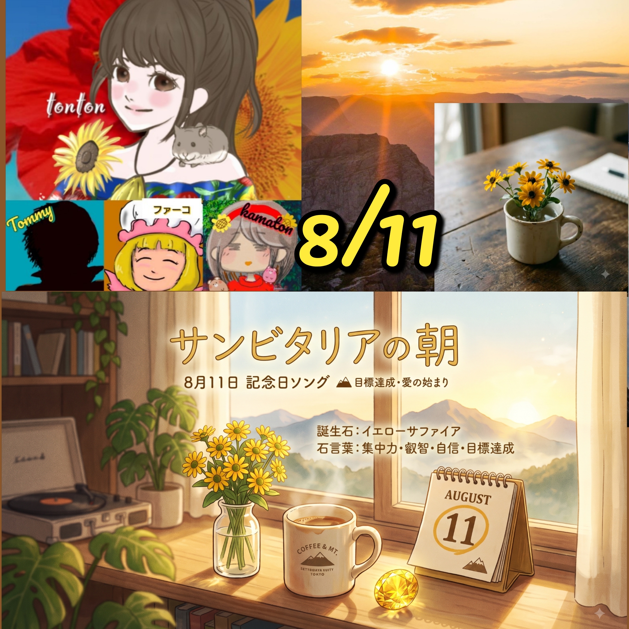 1912 🟨山の日の記念日ソング❣️『サンビタリアの朝』／1人4役ラジオ