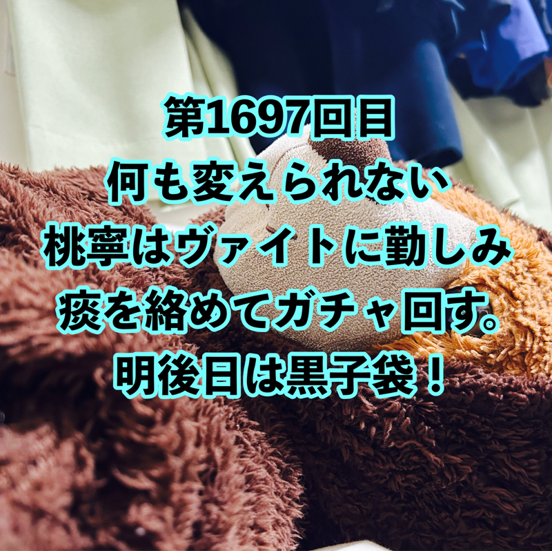 第1697回目 何も変えられない桃寧はヴァイトに勤しみ痰を絡めてガチャ回す。明後日は黒子袋！