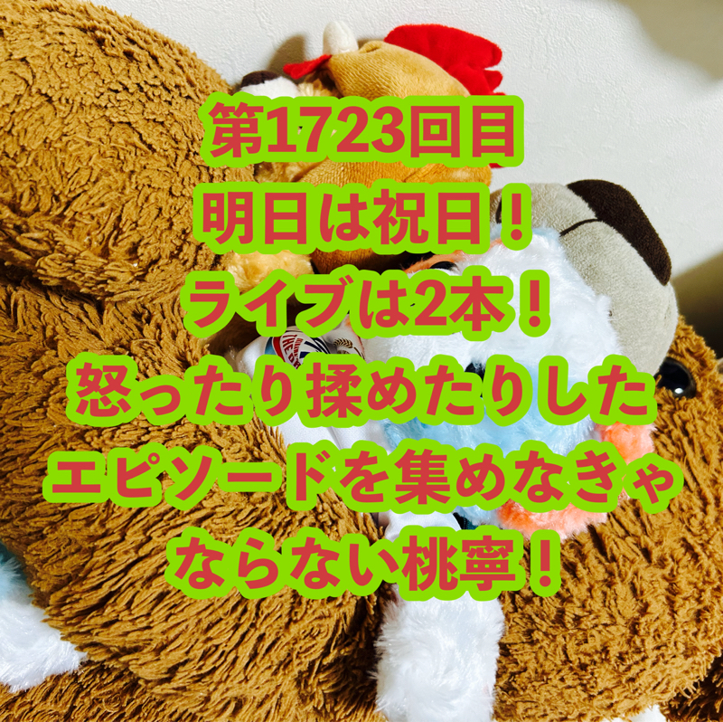 第1723回目 明日は祝日！ライブは2本！怒ったり揉めたりしたエピソードを集めなきゃならない桃寧！