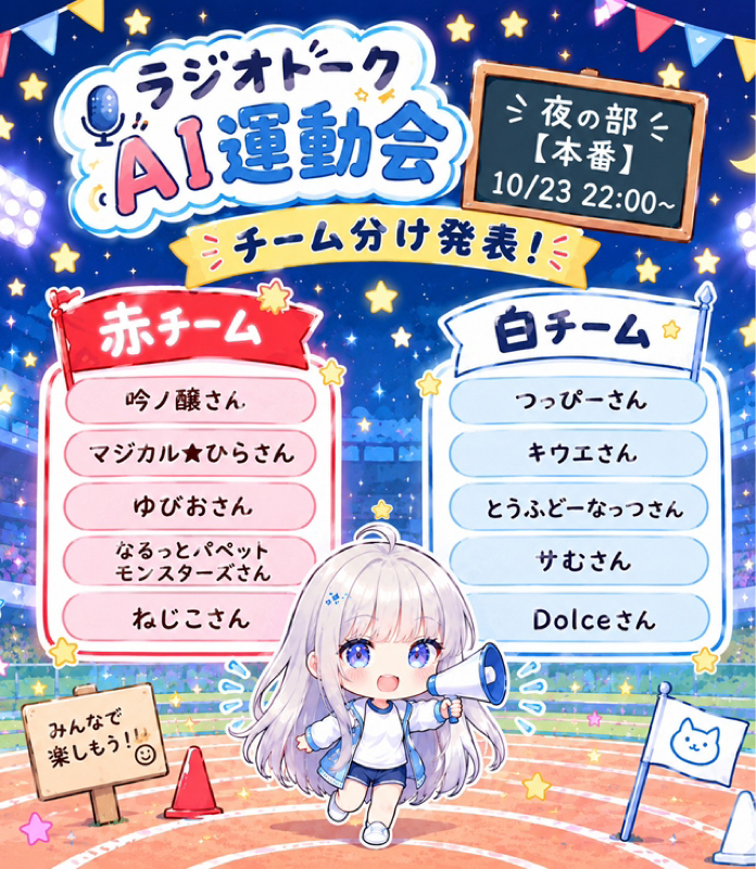 【ラジオトーク運動会】夜の部チーム分け発表！