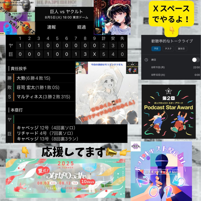 2025.08.13 【8/5 vsS：＜珍＞ 安打者両チーム併せて4名総得点７！？】
