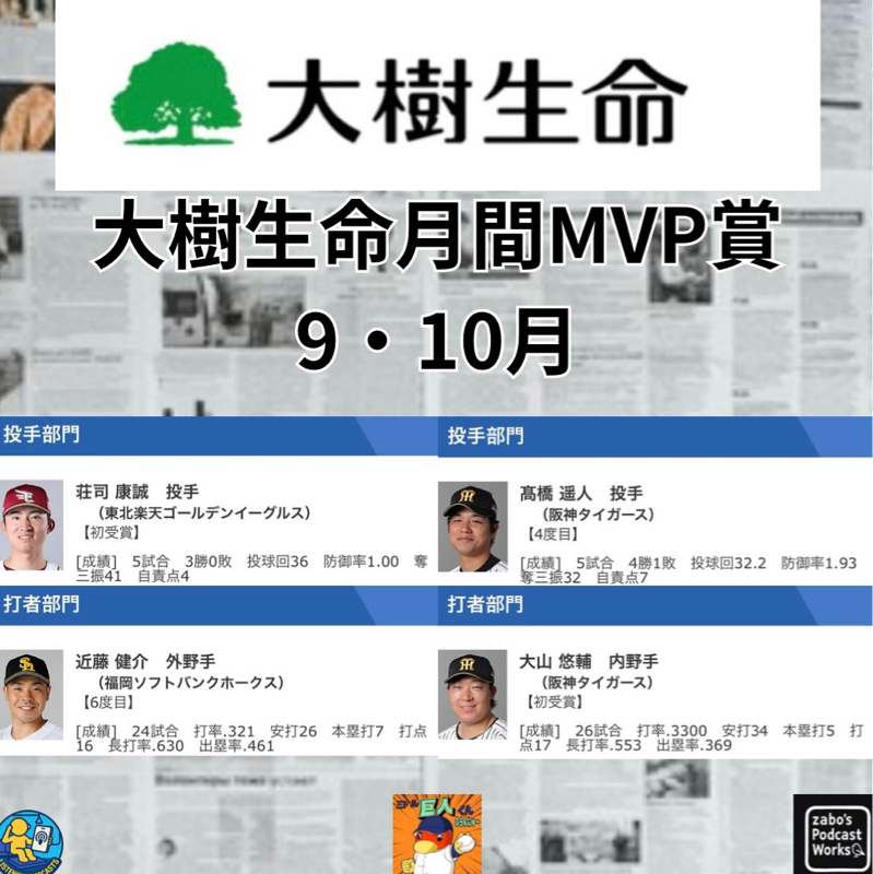2026.10.25 【大樹生命 月間MVP賞 9・10月度】
