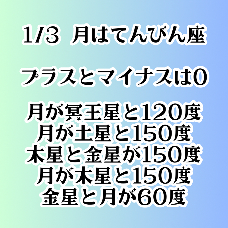 【第72回】プラスマイナスは0／占星術🌟1/3 月はてんびん座