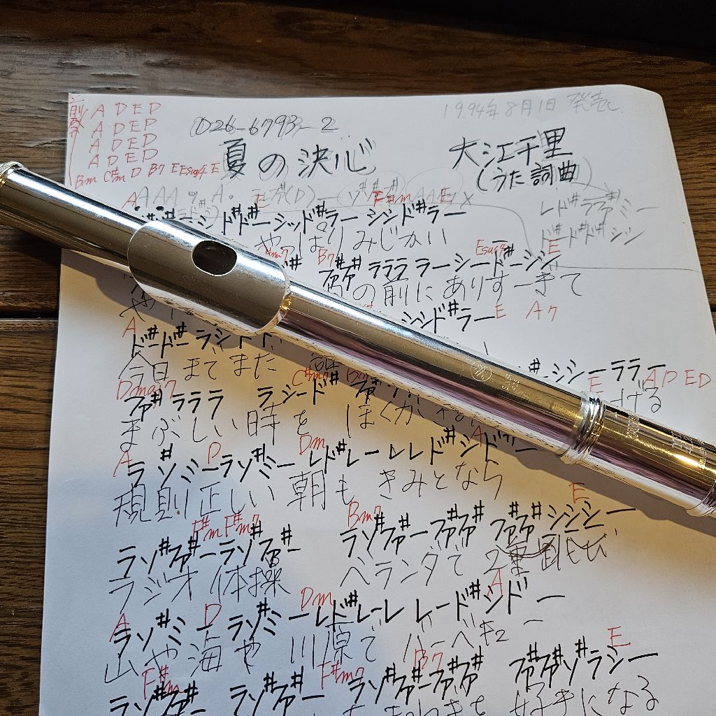 第1398回　フルートで吹く大江千里さんの「夏の決心」(ポンキッキーズのテーマソング)
