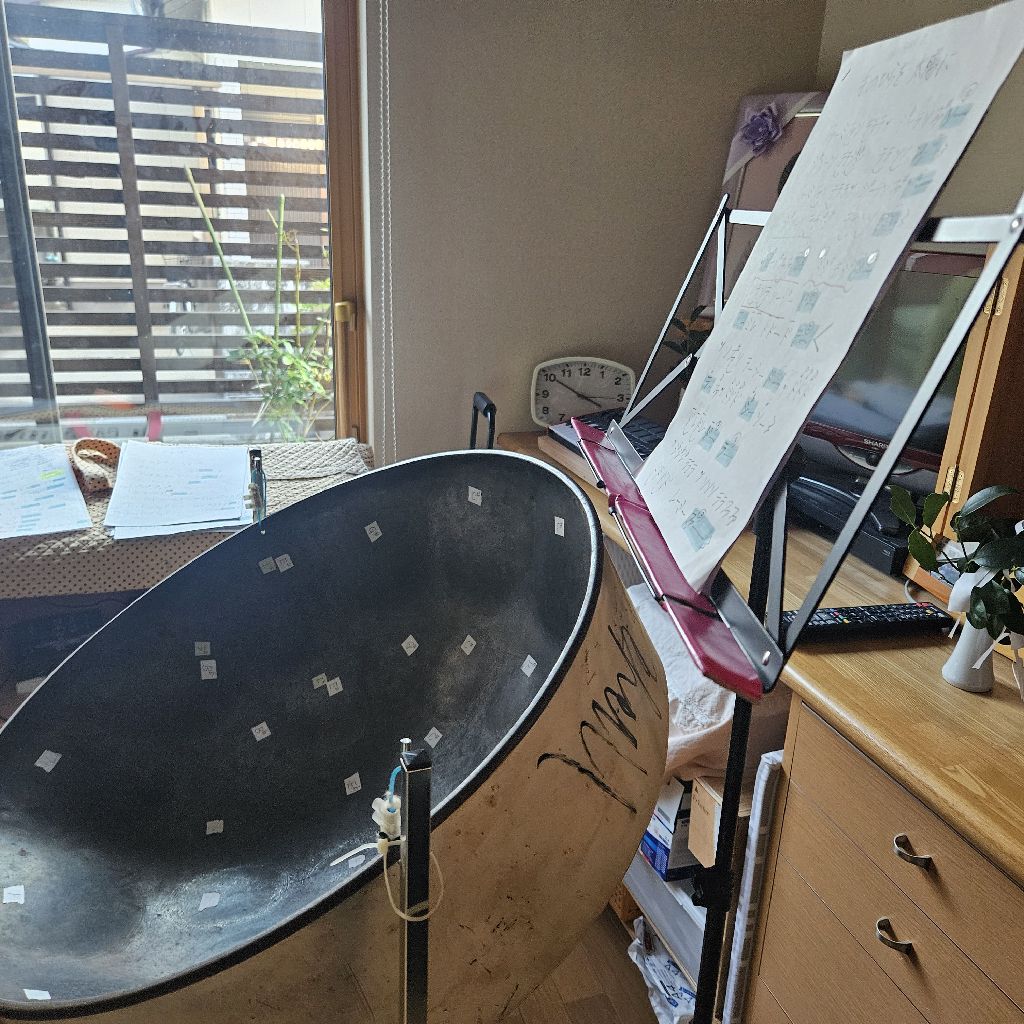 第1452回　スチール・パンの練習　手のひらを太陽に