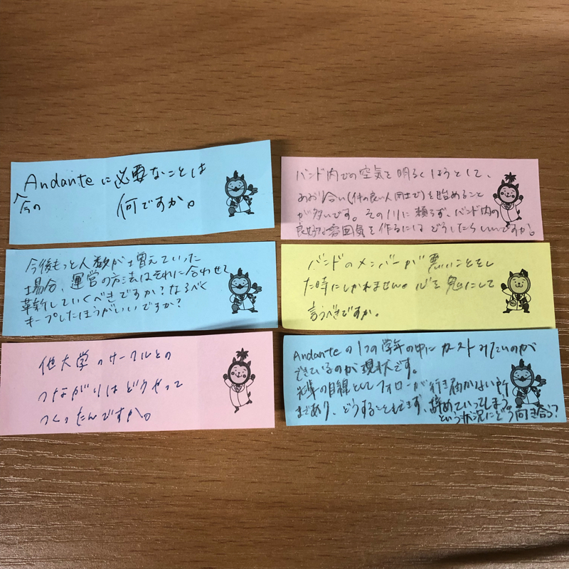 合宿で取り上げた質問