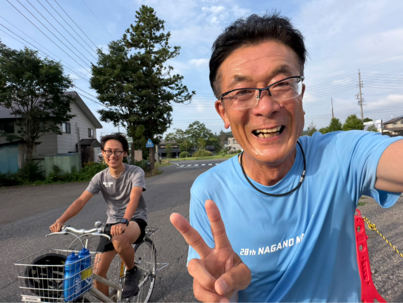 朝ラン21℃。野尻寮から大学陸上部の朝練に参加して選手より多く走って監督に迷惑をかけた男。#1936