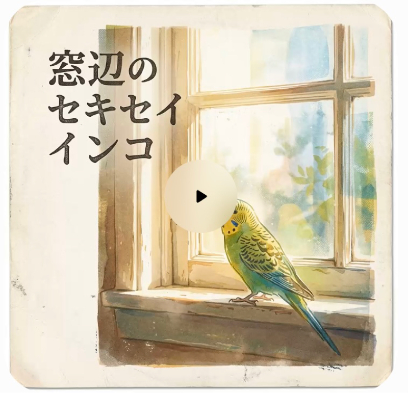 窓辺のセキセイインコ