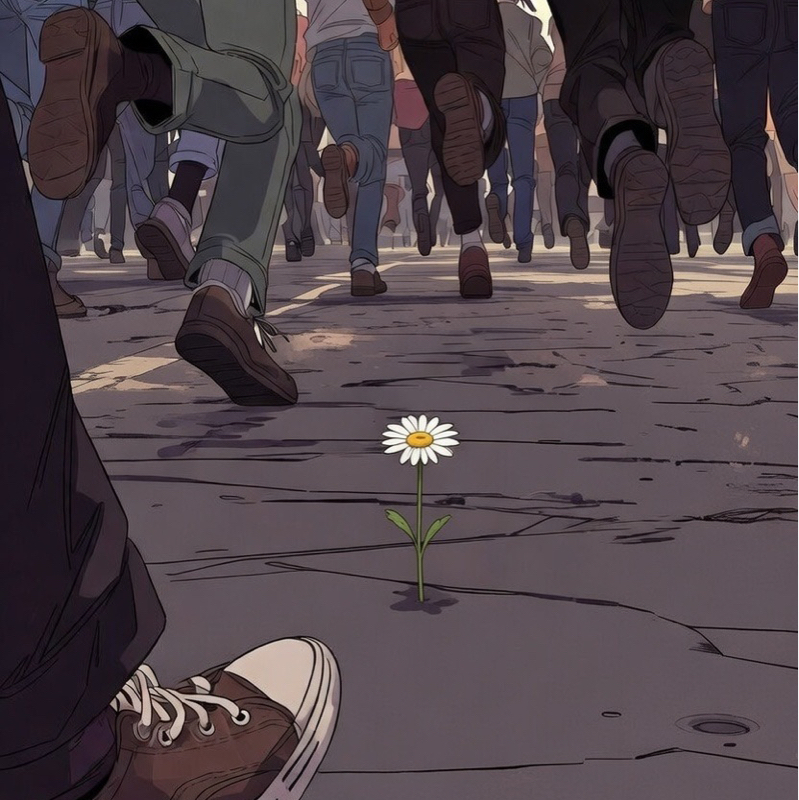 道の途中にて咲く。