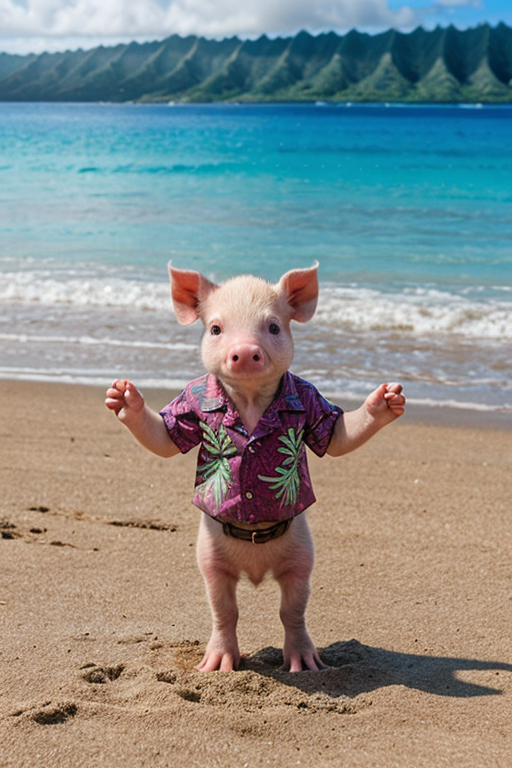 ビーチで踊る子豚のように