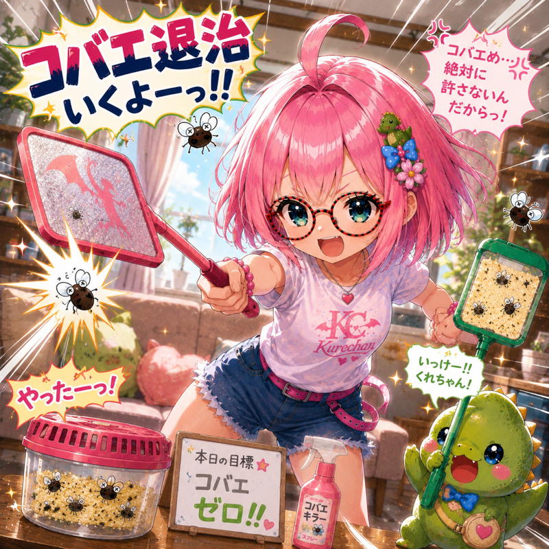 コバエ退治、いい方法知りませんかー！