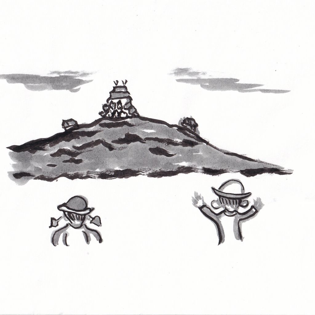 青天の真ん中にある城の夏◇95歳のイラストと俳句のコラボ作品です❤️