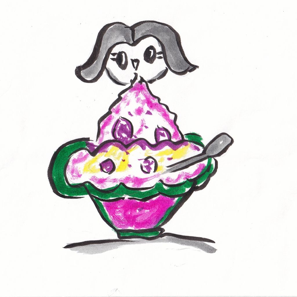 かき氷笑顔弾ける夏の午後◇95歳のイラストと俳句のコラボ作品です❤️