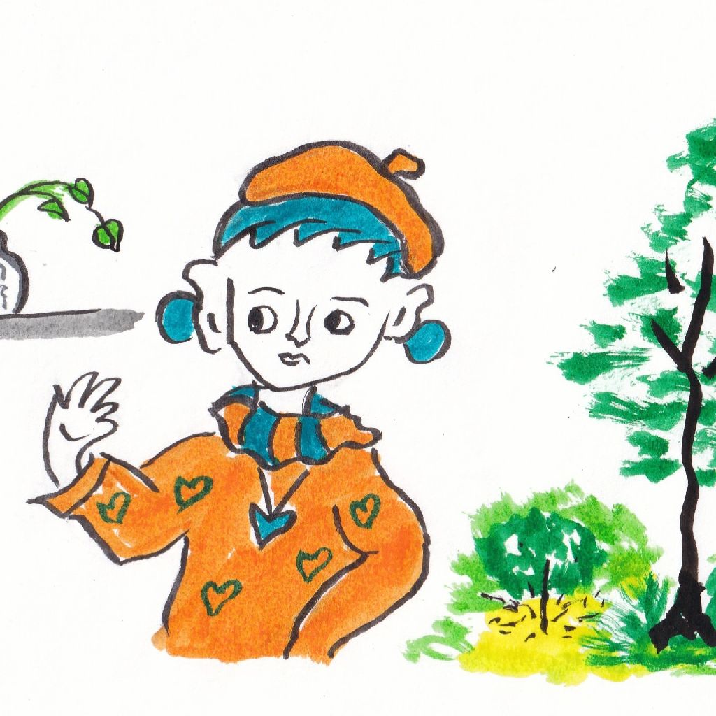 夕風に揺れる葉先に秋の彩◇95歳のイラストと俳句のコラボ作品です❤️