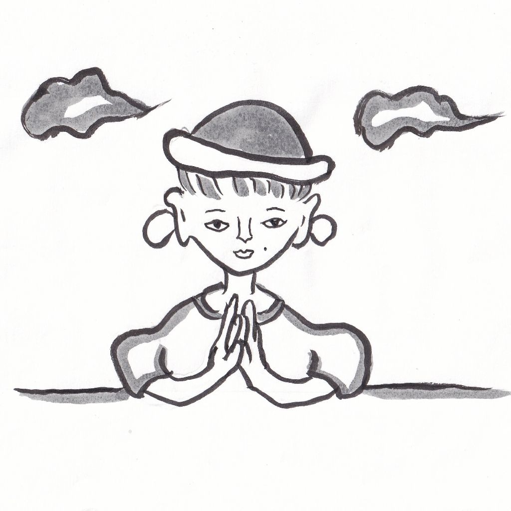 秋立つや静かに望む幸の道◇95歳のイラストと俳句のコラボ作品です♥️