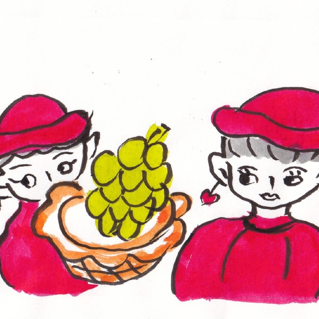 マスカットあなたを映す甘き粒◇95歳のイラストと俳句のコラボ作品です♥️