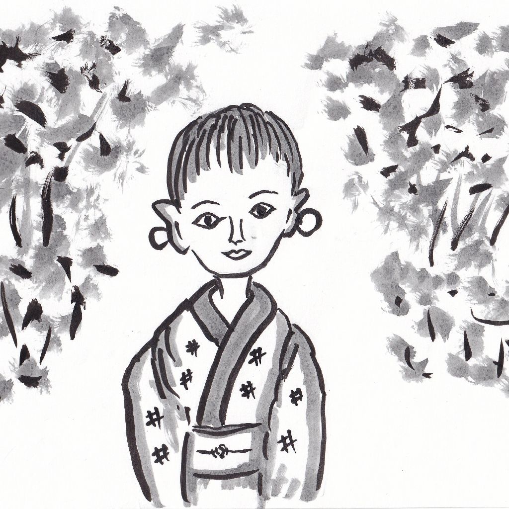 大輪の光に酔いし夏の宵◇95歳のイラストと俳句のコラボ作品です♥️