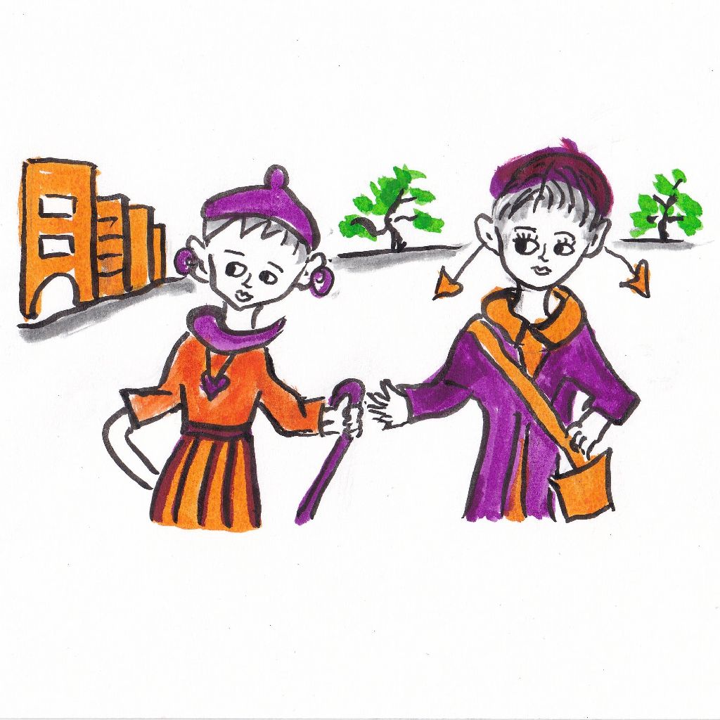 秋日和親子で楽し街散歩❇️95歳のイラストと俳句のコラボ作品です♥️