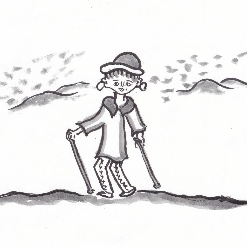 鰯雲杖は地球につながりて❇️95歳のイラストと俳句のコラボ作品です♥️