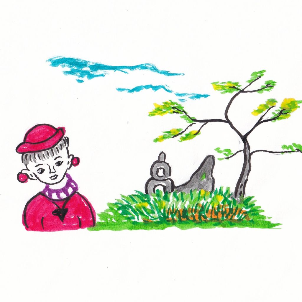 清々しこの庭ありて秋の空❇️95歳のイラストと俳句のコラボ作品です♥️