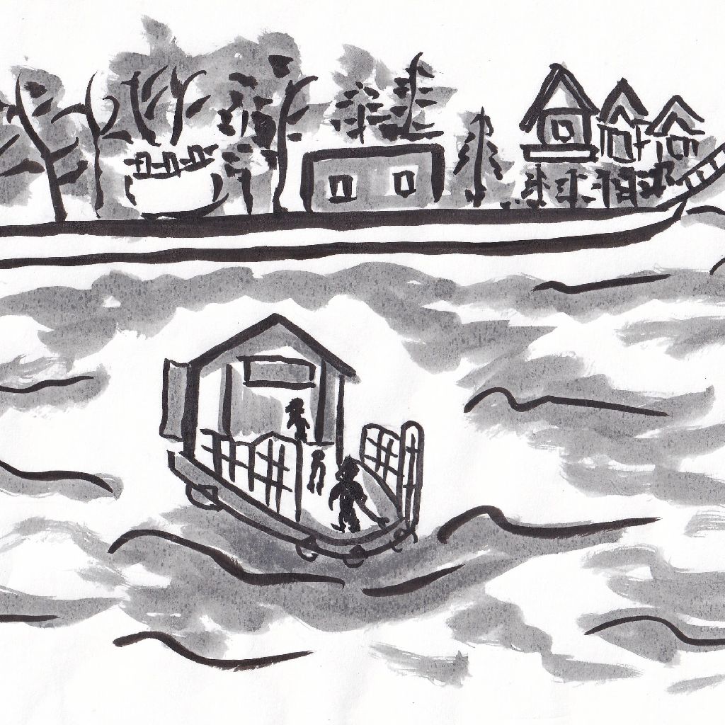 三津の秋三分の船旅心❇️95歳のイラストと俳句のコラボ作品です♥️