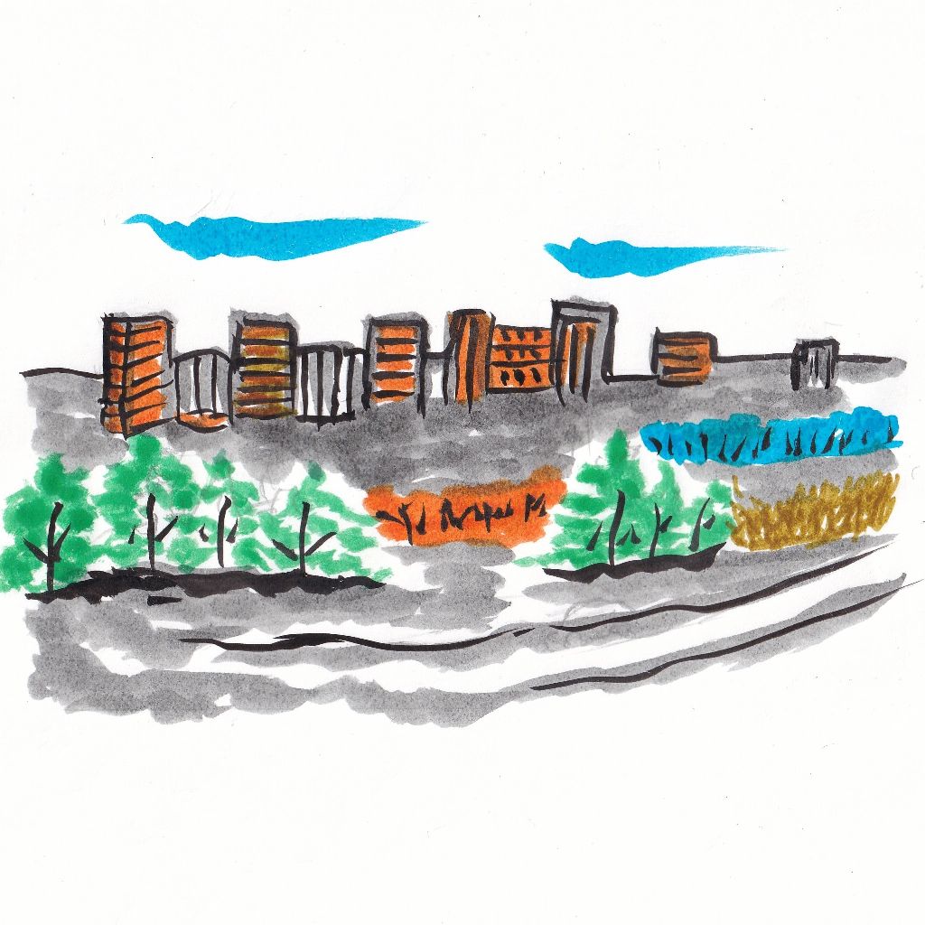 ビル群の窓みな照らす秋の街✴️95歳のイラストと俳句のコラボ作品です♥️