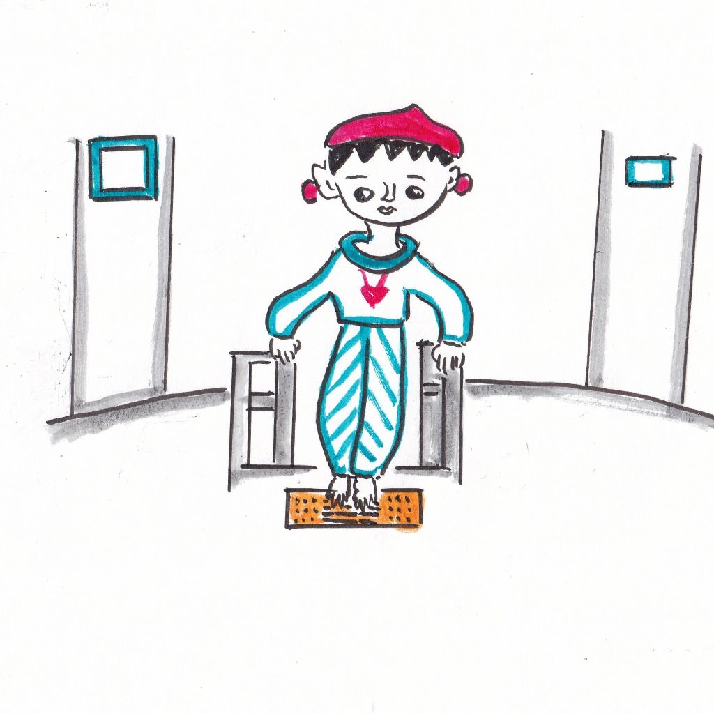 朝寒やリハビリの道ひたすらに✴️95歳のイラストと俳句のコラボ作品です。