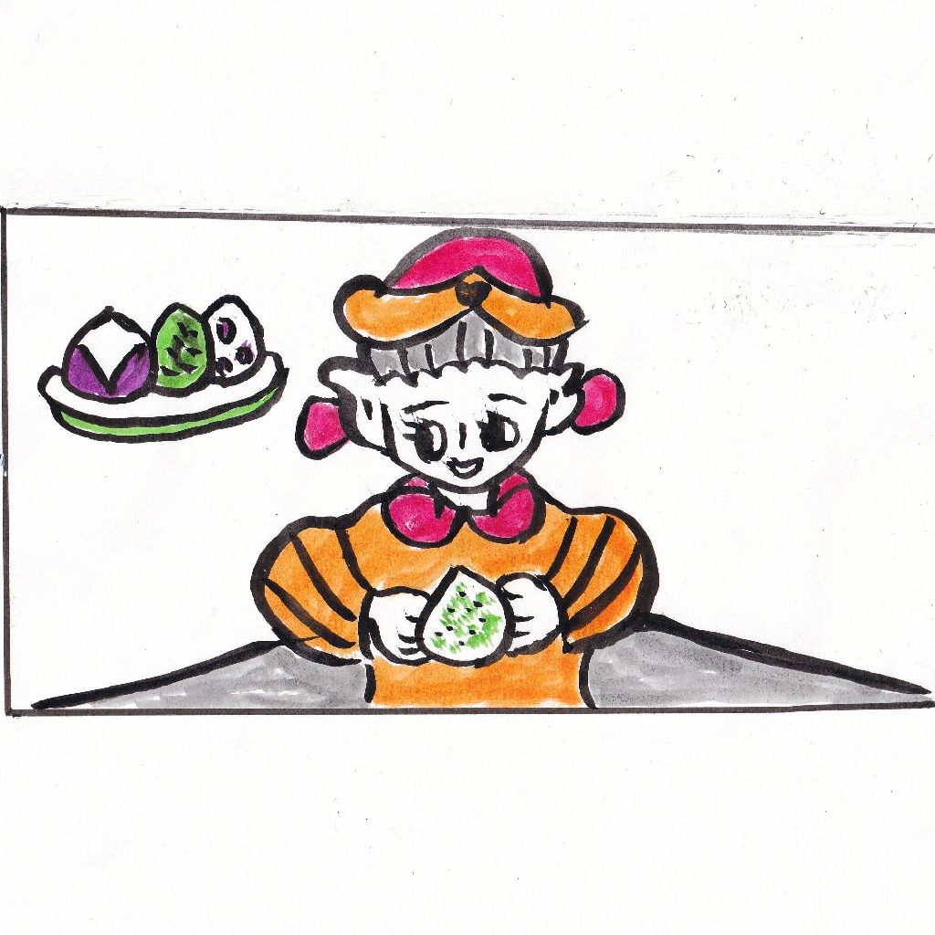 新米を握る手のひら笑みこぼれ✴️95歳のイラストと俳句のコラボ作品です♥️