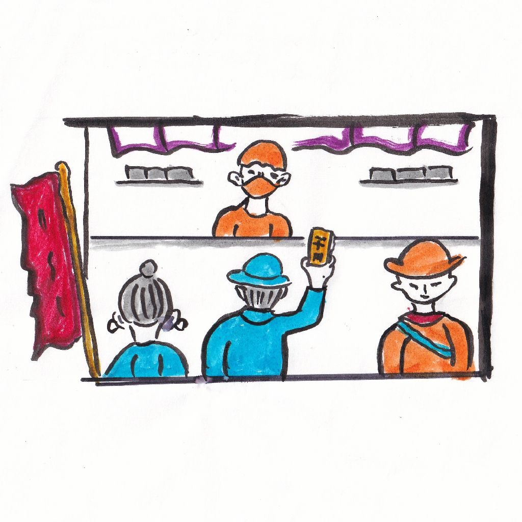 宝くじ長き列にも夢ほのか✨95歳のイラストと俳句のコラボ作品です♥️