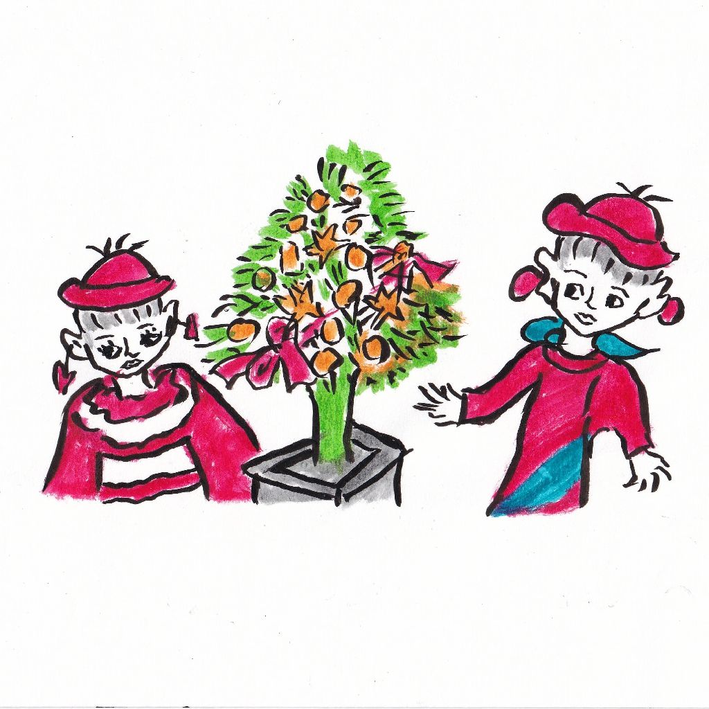 大人びし子と飾る日の聖樹かな⛄🎄✨95歳のイラストと俳句のコラボ作品です♥️