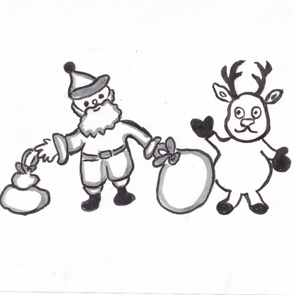 内緒ごと増えてうれしき冬帽子⛄🎄✨95歳のイラストと俳句のコラボ作品です♥️