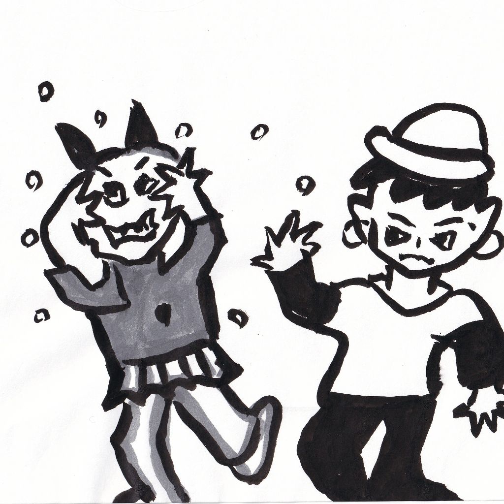 福は内胸の憂いも豆で撒く⭐95歳のイラストと俳句のコラボ作品です♥️