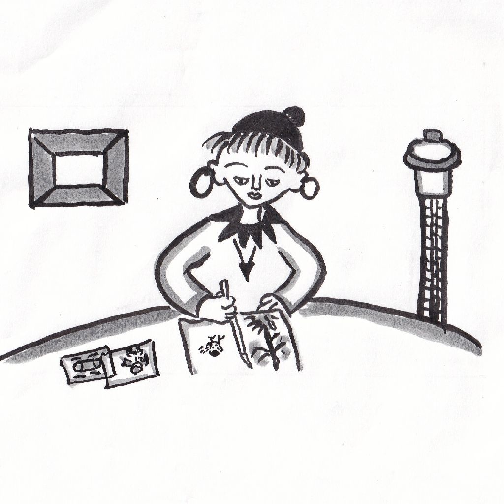 春の朝ブログを描く筆の音⭐95歳のイラストと俳句のコラボ