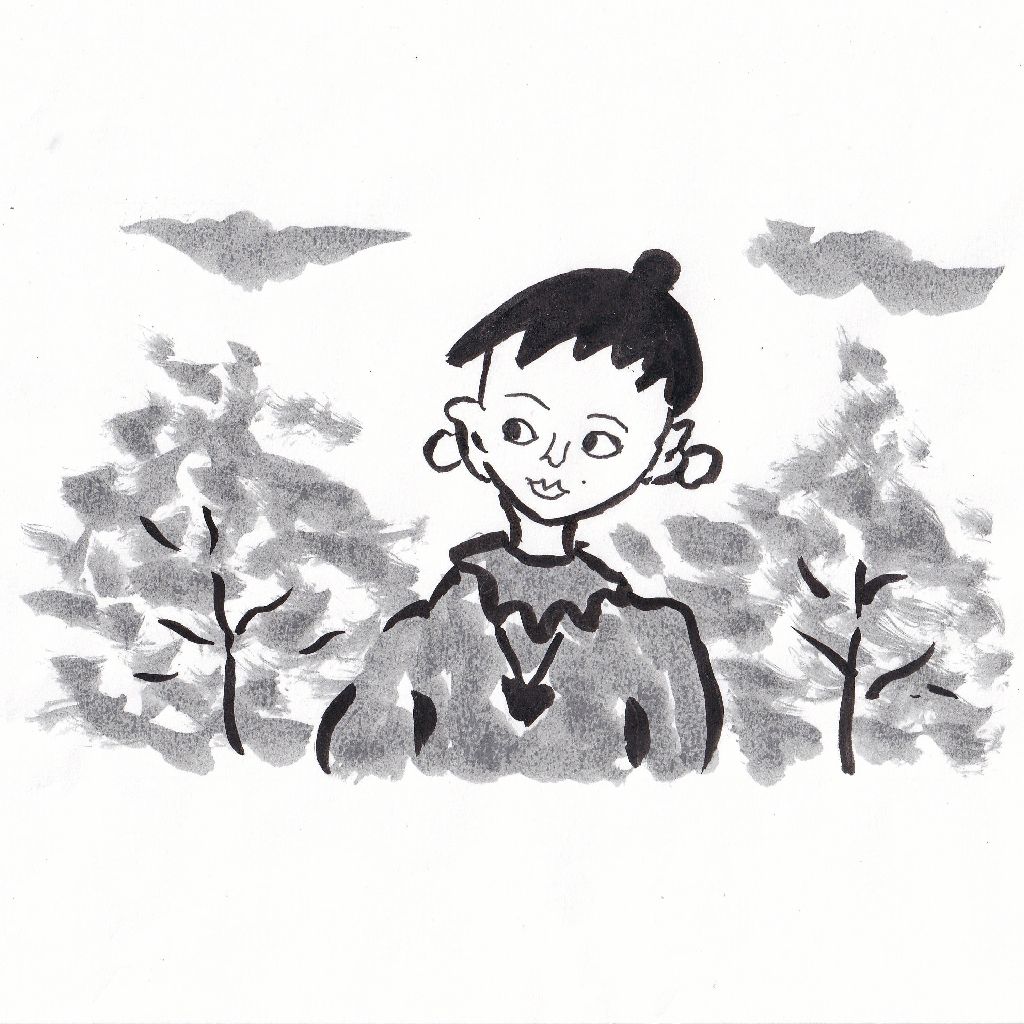 麗らかに心も白き風の道⭐95歳のイラストと俳句のコラボ作品です♥️