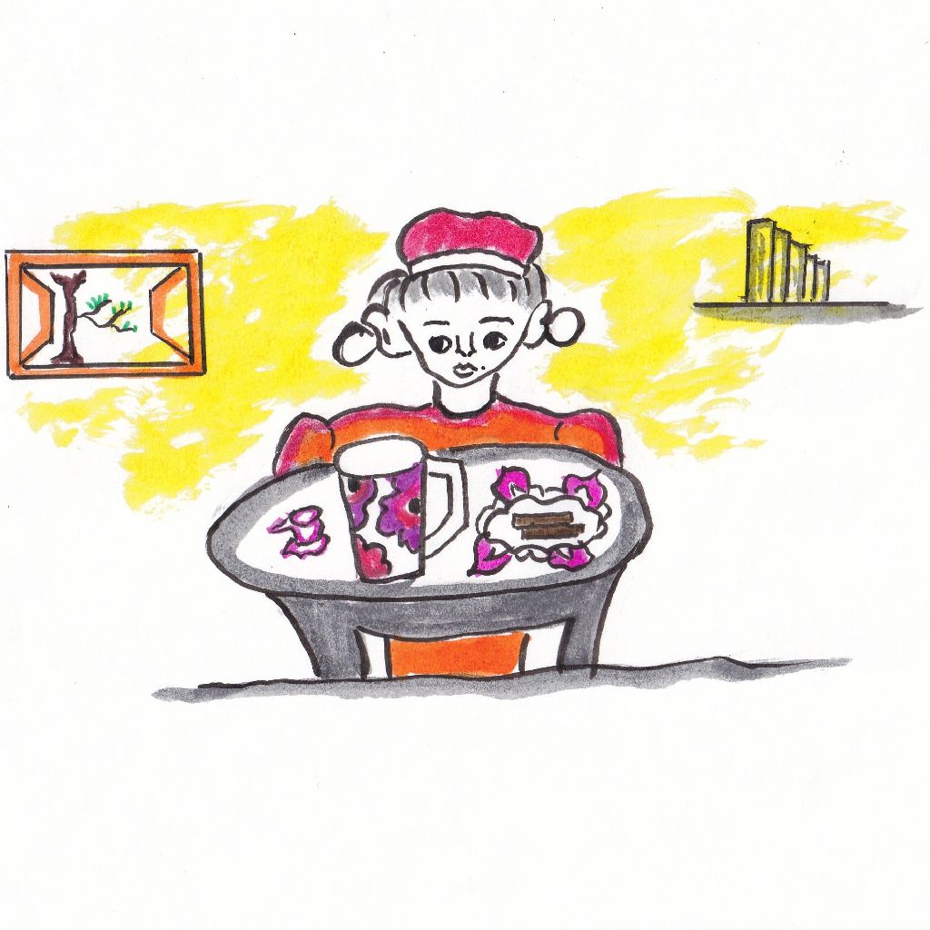 花の香を描くカップの温みかな⭐95歳のイラストと俳句のコラボ作品です♥️