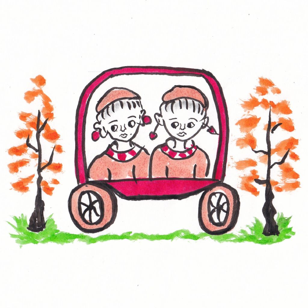 春光を運びし車桜狩⭐95歳のイラストと俳句のコラボ作品