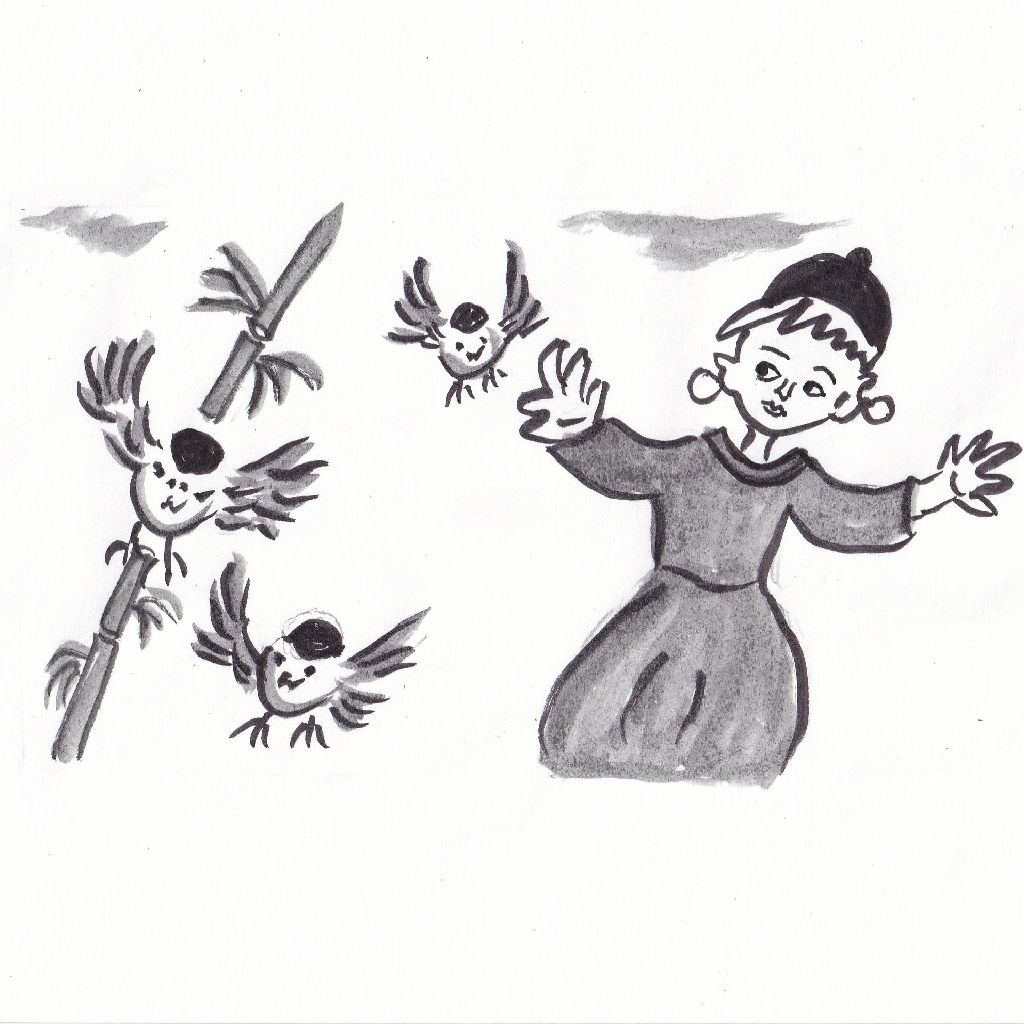 春の朝こぼるる言葉雀色⭐95歳のイラストと俳句のコラボ作品