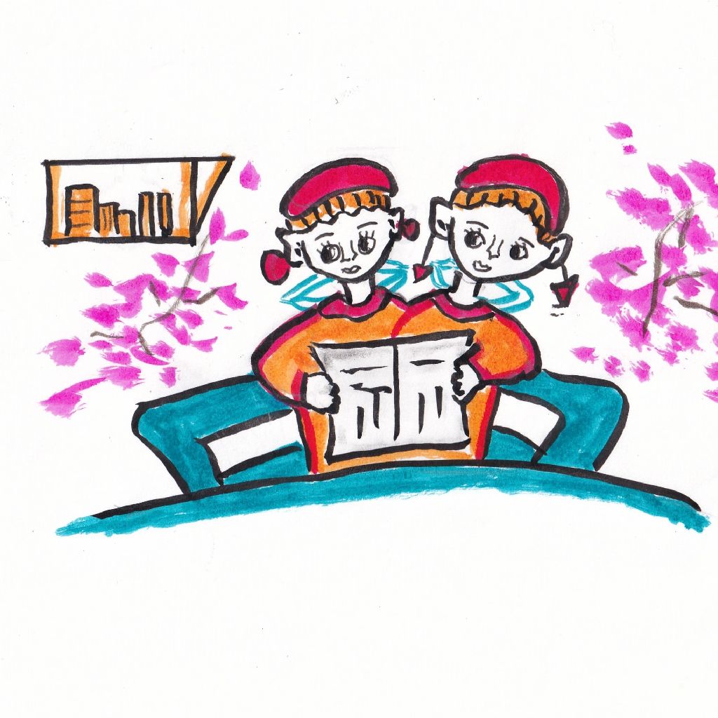 見開きの桜を指して笑み交わす⭐95歳のイラストと俳句のコラボ作品