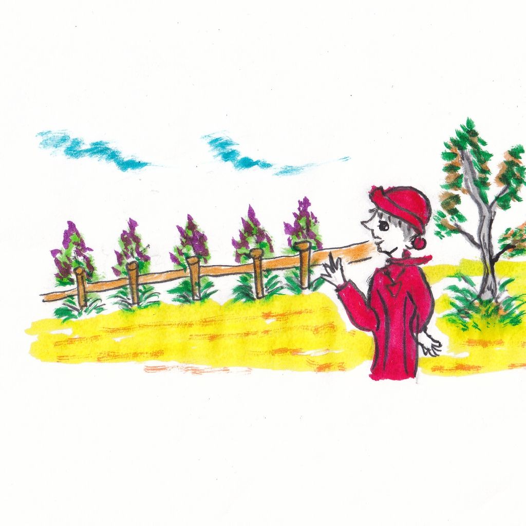 弾む足どこまで行こう春の風⭐95歳のイラストと俳句のコラボ作品