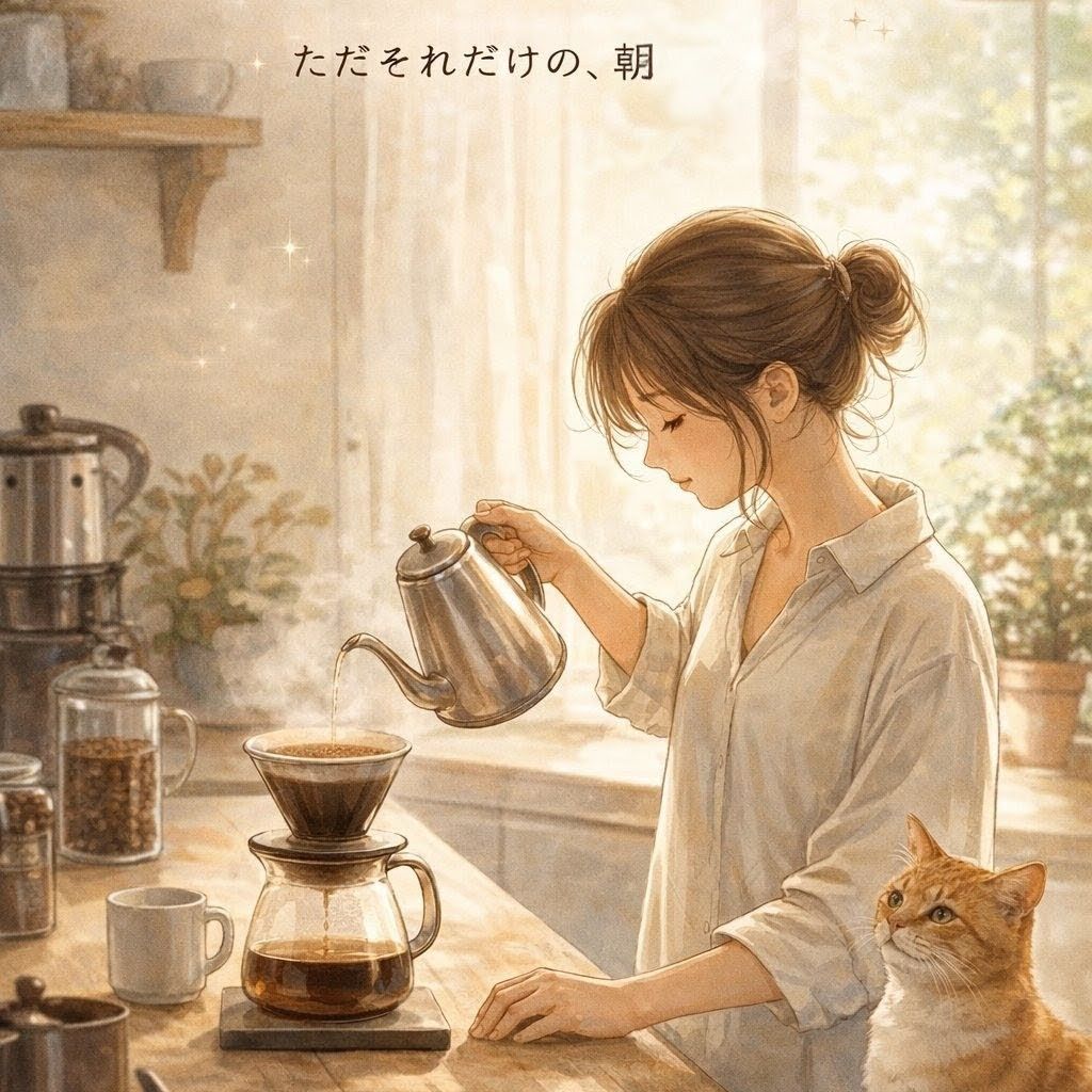 朝、Coffeeを淹れているだけです